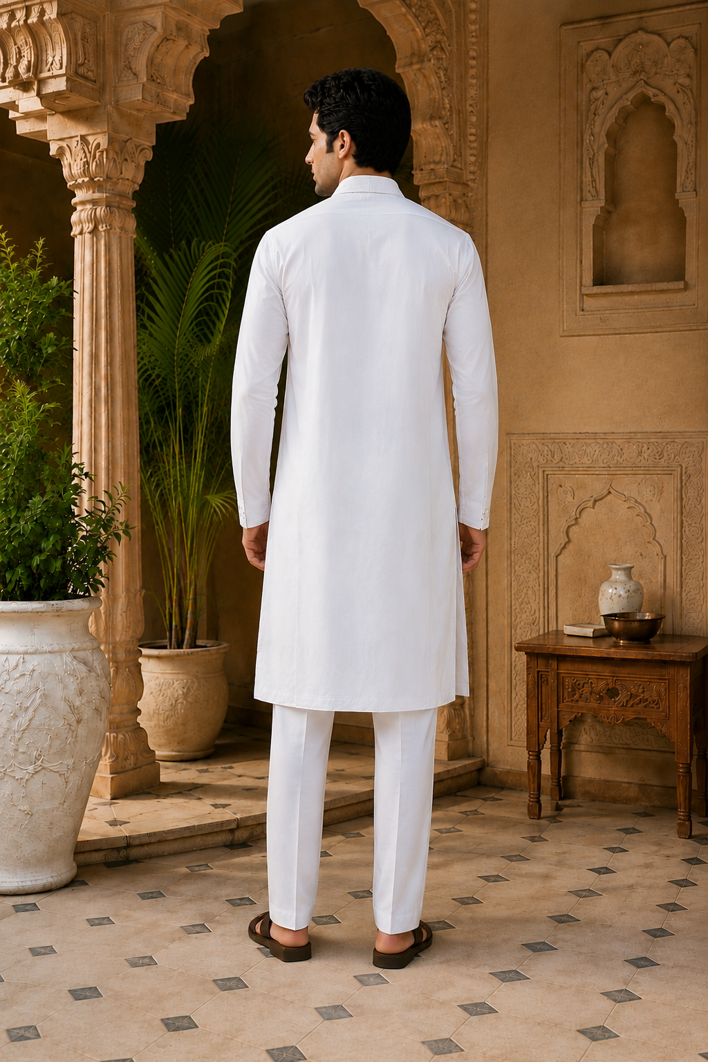 White Chikankari Kurta Set with Sheer Stole